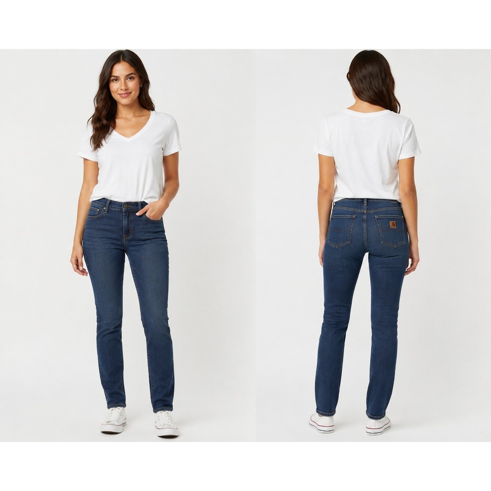 Carhartt Women's Size 10 Regular Slim Fit‎ Jeans Blue Denim Straight Leg